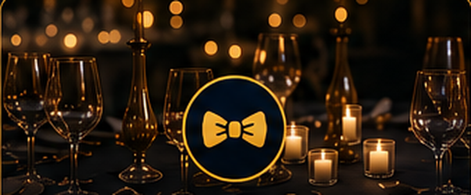 Elegant gala table with candlelight and glassware
