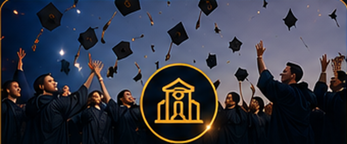 Graduates tossing caps in the air at a university commencement